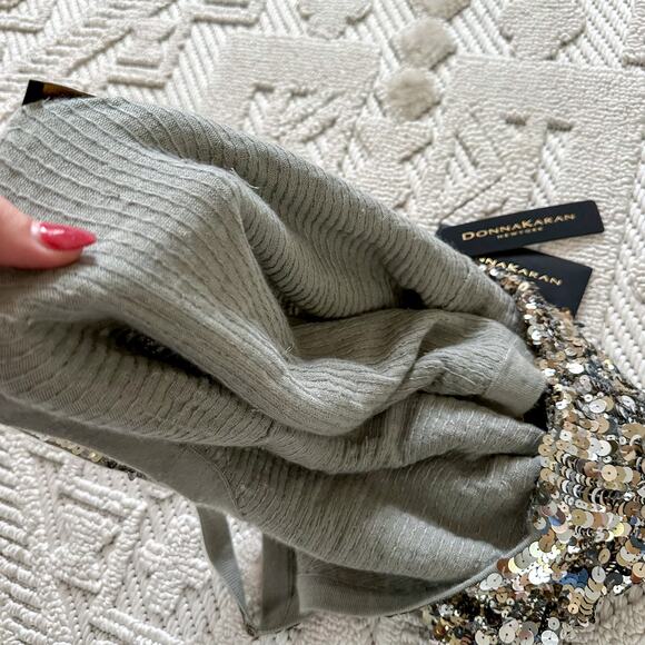 NWT Donna Karan Collection Cashmere Silk Sequined Tank L - Picture 7 of 13